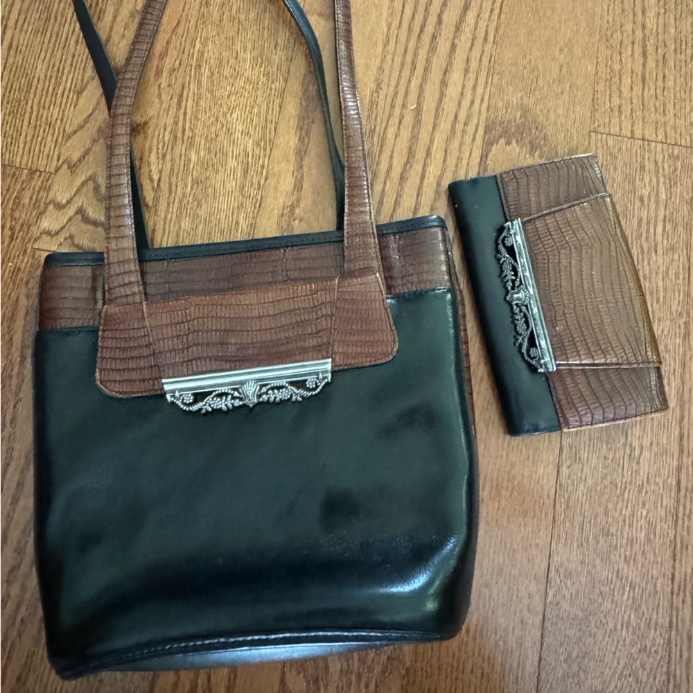 Brighton black & brown leather purse AND wallet set